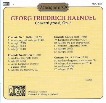 CD - Georg Friedrich Haendel - Concerti Grossi, Op.6 - 1