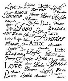 Houten stempel Love Text van Artemio.