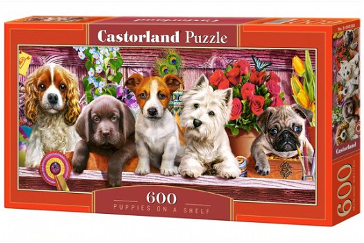 Castorland - Puppies on a Shelf - 600 Stukjes Nieuw - 2