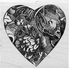 Houten stempel Flower & Bird Collage Heart van Magenta.