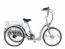 Volwassen driewieler elektrisch - Popal e-bike Deluxe zilver