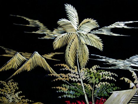 2 Reliefschilderijen gemaakt van riet,Indonesië,gst,lijst - 8