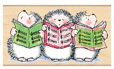 Houten stempel Caroling Hedgehogs (egels) Kerst van Penny Black