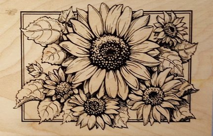 GROTE Houten stempel Sunflowers Border van Inkadinkado - 1