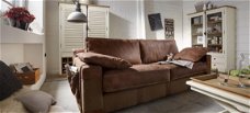 Lederen bank Anker sofa Hunter Africaleder met Canvas Ancora