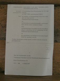 aanmeldingsformulier V V van het Nederlands Spoorwegmuseum
