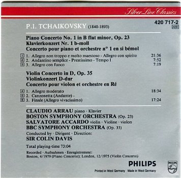 CD - Tchaikovsky - Claudio Arrau - Salvatore Accardo - 1