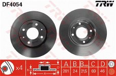 Remschijf Vooras Mitsubishi Carisma Volvo S40 V40 TRW DF4054