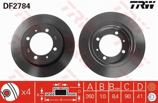 Remschijf Achteras Mitsubishi Carisma Volvo S40 V40 TRW - 1