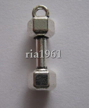 bedeltje/charms mannen : dumbbell - 20x6 mm - 1