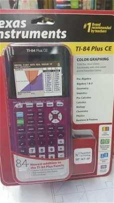 Het nieuwste model TI84 CE, grafische rekenmachine, nieuw in ongeopende verpakking, in de kleuren RO