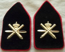 Kraagspiegels / Emblemen DT, Korps Luchtdoelartillerie, Officier, Koninklijke Landmacht.(Nr.2)