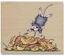 GROTE RETIRED houten stempel Fall Into Leaves van House Mouse. - 1 - Thumbnail
