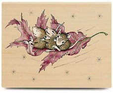 GROTE RETIRED houten stempel Floating On A Leaf  van House Mouse