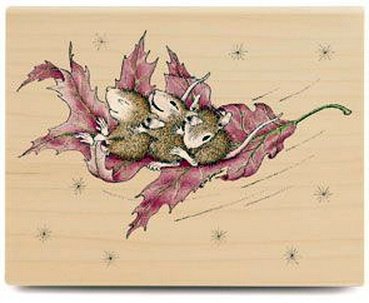 GROTE RETIRED houten stempel Floating On A Leaf van House.Mouse - 1