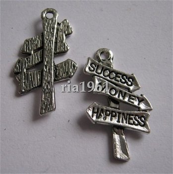 bedeltje/charm overig : succes money happiness - 25x15 mm - 1