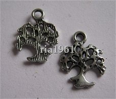 bedeltje/charm bloemen : mini appelboompje - 15x11 mm:10 voor 0,75