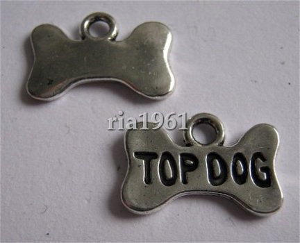 bedeltje/charm dieren : hondenbot:top dog - 16x10 mm - 1