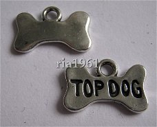 bedeltje/charm dieren : hondenbot:top dog - 16x10 mm