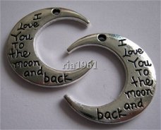 bedeltje/charms  overig  :  i love you to the moon and back - 27x30 mm