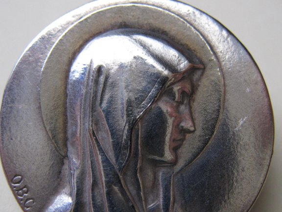 Religie broche zilverkleurig verzilverd 2.2 cm - Afbeelding 3