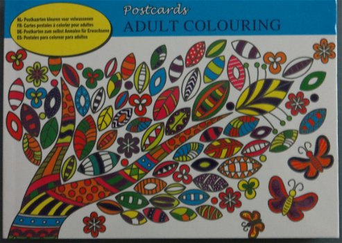 ANSICHTKAARTEN 16,5cm x 12cm --- ADULT COLOURING ---> Boom op de voorkant - 1