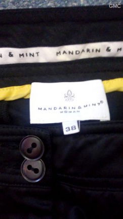 Mandarin & Mint zwart glimmende pantalon met ceintuur motief - Afbeelding 3