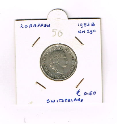 20 rappen 1953 B Zwitserland (nr 50) - nr. 1