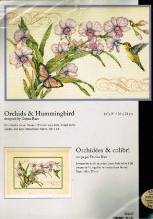 DIMENSIONS Borduurpakket ORCHIDS & HUMMINGBIRD - nr. 1