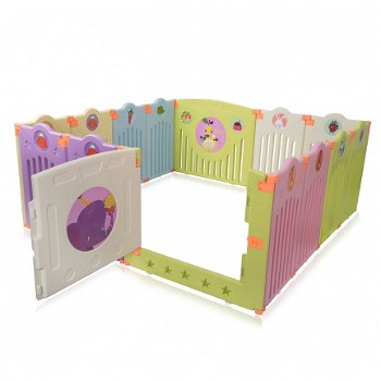 Playpen - grondbox - kunststof multi-color safari 14 panelen - 5