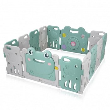Playpen - grondbox - kunststof happy frog groen grijs 14 panelen - 2