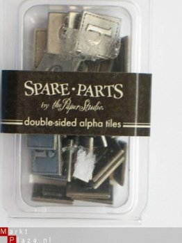 spare part double sided alpha tiles antique silver - 1