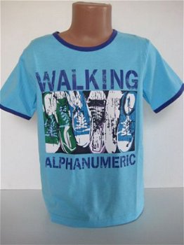 Turquoise shirt met schoenenprint in mt 98/104 (nr:4230) - 1