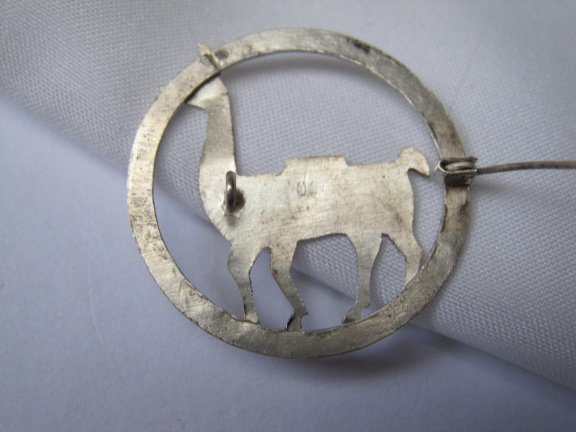 Zilveren broche geciseleerd lama dier 3.0 cm. - Afbeelding 3