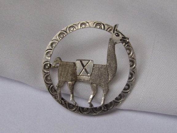 Zilveren broche geciseleerd lama dier 3.0 cm. - Afbeelding 5