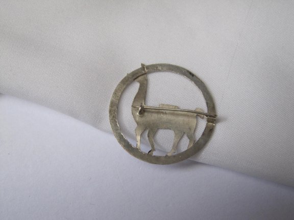 Zilveren broche geciseleerd lama dier 3.0 cm. - Afbeelding 7