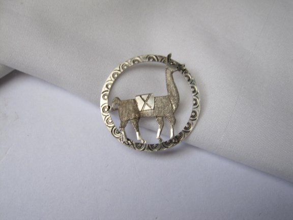 Zilveren broche geciseleerd lama dier 3.0 cm. - Afbeelding 8