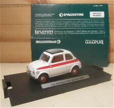 1:43 Brumm DeA 04/30 Fiat 500 Sport Tetto Apribile 1959 wit met rode striping