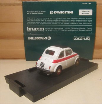 1:43 Brumm DeA 04/30 Fiat 500 Sport Tetto Apribile 1959 wit met rode striping - 1