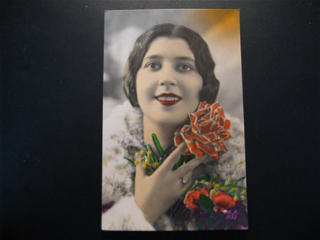 4 x Originele vintage kaarten jonge dames, Guy jaren 20 - 1