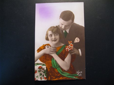 4 x Originele vintage kaarten jonge dames, Guy jaren 20 - 2