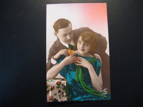 4 x Originele vintage kaarten jonge dames, Guy jaren 20 - 3