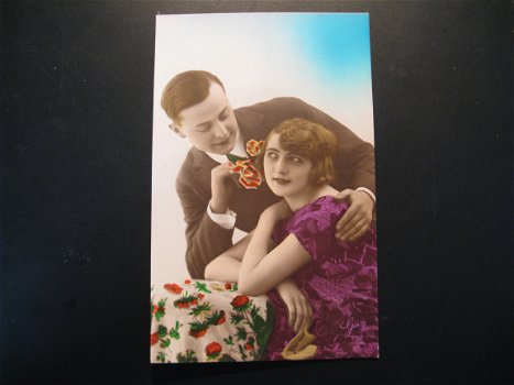 4 x Originele vintage kaarten jonge dames, Guy jaren 20 - 4
