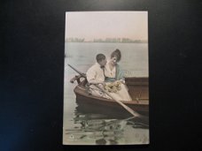 4 x Originele vintage kaarten dame en heer, jaren 20