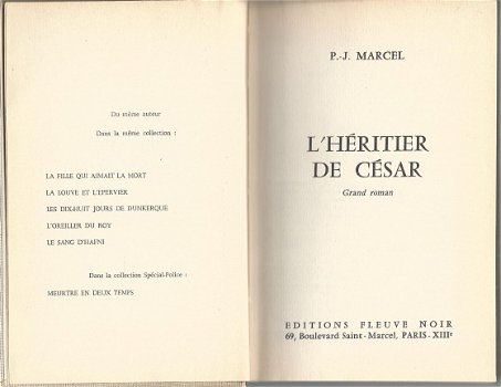 P.- J. MARCEL**L' HERITIER DE CESAR.**RELIURE HARDCOVER TEXTURE TOILE**COULEUR GRISE** - 1