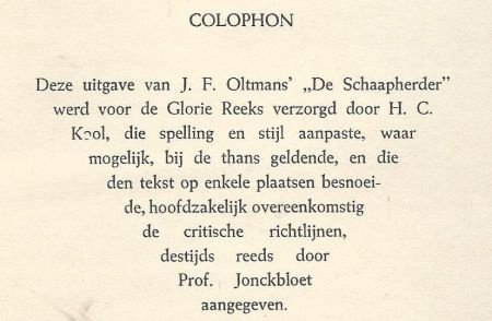 J. F. OLTMANS**DE SCHAAPHERDER*WITTE HARDCOVER*BIGOT & ROSSU - 4
