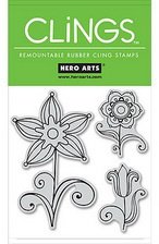 NIEUW Set van 3 Cling stempels Flowers van Hero Arts