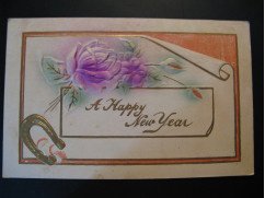 4 x Originele antieke wens kaarten Happy New Year - 4