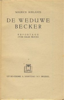 MAURICE ROELANTS**DE WEDUWE BECKER*WAT IK HOORDE EN ZAG OP - 4