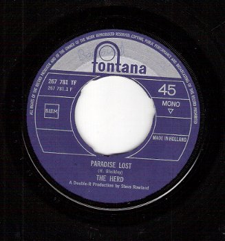 Herd-Paradise Lost-Come On Believe Me- lain-1967- -vinyl single SIXTIES TOPPER - 1